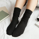 CHAOZHU Japanese High School Girls High Socks Loose Solid Colors Double Needles Knitting Cotton Long Socks Women