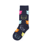 CHAOZHU Brand Socks For Women High Socks Cartoon Cat Pattern Lovely Cotton Knitted Happy Socks
