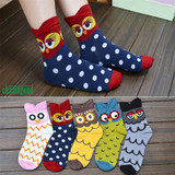 CHAMSGEND WillBeen 3D Animals Striped Cartoon Socks Women Owl Footprints Cotton Socks Floor Fashion Jan19