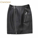 CHAMSGEND 2017Spring Women Faux Leather Skirt High Waist Skirt Black Zipper Mini Skirt Casual Bodycon Summer Skirt Free Shipping