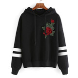 CHAMSGEND 2017 Hoodies Women Hoodies Winter Warm Women Hoodie Sweatshirts Womens Rose Embroidery Long Sleeve Hooded Sweatshirt