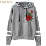 CHAMSGEND 2017 Hoodies Women Hoodies Winter Warm Women Hoodie Sweatshirts Womens Rose Embroidery Long Sleeve Hooded Sweatshirt
