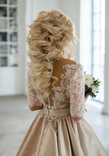 champagne prom dresses 2017 lace prom party dress with sleeves evening dress for graduation vestido de festa long prom dresses