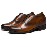 CHAMARIPA Men Elevator Shoes 7.5cm/2.95 inch Increase Heigh Brown Hidden Heel Dress Shoe Tall Man Stylish Shoe Taller 252H11-1
