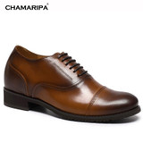 CHAMARIPA Men Elevator Shoes 7.5cm/2.95 inch Increase Heigh Brown Hidden Heel Dress Shoe Tall Man Stylish Shoe Taller 252H11-1