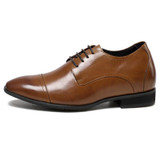 CHAMARIPA Men Elevator Shoes Increase Height 7cm/2.76 inch Brown Dress Height Shoes Genuine Leather Wedding Shoes D09K011