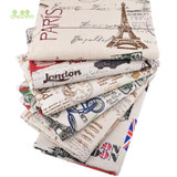 Chainho, 6pcs/lot,Eiffel Tower Patchwork Printed Cotton Linen Fabric For DIY Quilting &amp; Sewing Placemat,Bags Material, 25x45cm