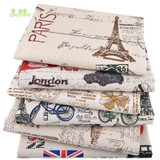 Chainho, 6pcs/lot,Eiffel Tower Patchwork Printed Cotton Linen Fabric For DIY Quilting &amp; Sewing Placemat,Bags Material, 25x45cm