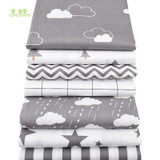 Chainho Twill Cotton Fabric,Patchwork Gray Tissue Cloth,DIY Sewing Quilting Fat Quarters Material For Baby&amp;Children,7pcs/lot