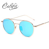 CALIFIT Ladies Pink Mirror Round Sunglasses Women  Luxury Brand Designer Lunette 2017 New Sun glasses For Women UV400 Lens Shade