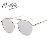 CALIFIT Ladies Pink Mirror Round Sunglasses Women  Luxury Brand Designer Lunette 2017 New Sun glasses For Women UV400 Lens Shade