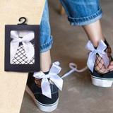 calcetines mujer socks women Ruffle Fishnet Ankle High Socks Mesh Lace Fish Net Short Socks high quality bow knot meias #5