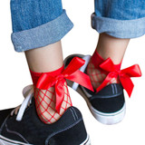 calcetines mujer socks women Ruffle Fishnet Ankle High Socks Mesh Lace Fish Net Short Socks high quality bow knot meias #5
