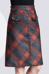 NYFS 2018 New Autumn Winter woolen Plaid Skirts Fashion PLaid Hip skirt Women Slim Office Skirt Faldas Mujer Saias