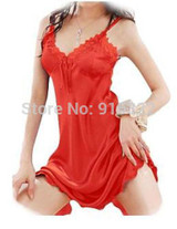 NWT Sexy Ladies' Nightdress G-string Satin Lace Robe Sleepwear Lingerie