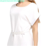 Nuoxin 2017 Summer Casual Loose Women Dress O-Neck Short Sleeve Fashion White Gray Solid Party Mini Dresses Vestidos with Sashes