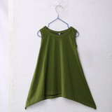 NSummer 2017 New Baby Girls Kid Summer Pure Color Sundress Sleeveless Irregular Short Vest Dress Clothes 2-7Y