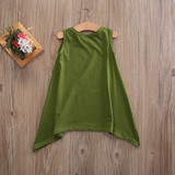 NSummer 2017 New Baby Girls Kid Summer Pure Color Sundress Sleeveless Irregular Short Vest Dress Clothes 2-7Y