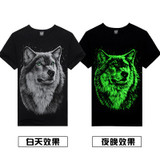 Novelty 3D Men's wolf T shirt Cool wolf Printed t shirts summer Casual 3D Short Sleeve glow in the dark T-shirts good quality