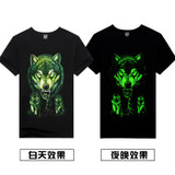 Novelty 3D Men's wolf T shirt Cool wolf Printed t shirts summer Casual 3D Short Sleeve glow in the dark T-shirts good quality