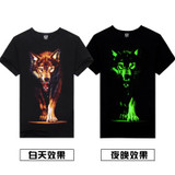 Novelty 3D Men's wolf T shirt Cool wolf Printed t shirts summer Casual 3D Short Sleeve glow in the dark T-shirts good quality