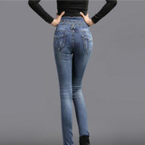 HIBAY Women Slim Jeans Skinny High Waist Jeans Pencil Pants Stretch Waist Jeans Pants  2017 Denim