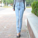 HIBAY Women Jeans Pencil Pants High Waist Skinny Pants Trousers Plus Size 2017 Denim