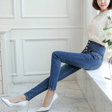 HIBAY Women Jeans Denim Pencil Pants High Waist Skinny Stretch Pants Trousers Plus Size 2017