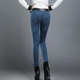 HIBAY Women Jeans Denim Pencil Pants Mid Waist Skinny Stretch Pants Trousers Plus Size 2017