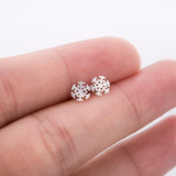 Hfarich 925 Sterling Silver Earrings Women Snowflake Earrings Christmas Jewelry Small Stud Earrings 925 Silver Jewellery Gift