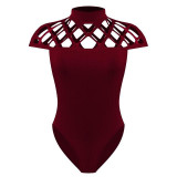 Heyouthoney New Summer Women Sexy Nightclub Bodycon Jumpsuit Bodysuit Short Sleeve Hollow Out Backless Rompers Jumpsuit Overalls