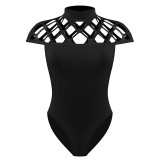 Heyouthoney New Summer Women Sexy Nightclub Bodycon Jumpsuit Bodysuit Short Sleeve Hollow Out Backless Rompers Jumpsuit Overalls