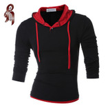 HEYKESON T Shirt Men Brand 2017 Men'S Hooded Stitching Design Tops & Tees T Shirt Men Long Sleeve Slim Male Tops XXXL OOIS