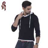 HEYKESON T Shirt Men Brand 2017 Men'S Hooded Stitching Design Tops & Tees T Shirt Men Long Sleeve Slim Male Tops XXXL OOIS