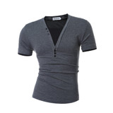 HEYKESON Male 2017 Short Sleeve Fake Two T Shirt V-Neck Slim Men T-Shirt Camisetas Fashion Hombre Tee Shirt Homme T Shirts 3XL