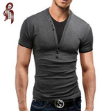 HEYKESON Male 2017 Short Sleeve Fake Two T Shirt V-Neck Slim Men T-Shirt Camisetas Fashion Hombre Tee Shirt Homme T Shirts 3XL