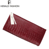 Herald Fashion Women Wallet Crocodile Head PU Leather Wallet Women Purse 3D Long designer Money Clip Carteira Feminina