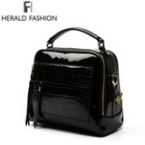 Herald Fashion Women Patent Leather Handbags Crocodile Design Shopper Tote Bag Female Luxurious Shoulder Bags Herald Fashion Women Patent Leather Handbags Crocodile Design Shopper Tote Bag Female Luxurious Shoulder Bags