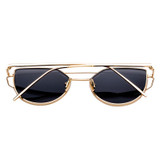 HEPIDEM Female Fashion Vintage Cat eye Sunglasses Women Brand Designer Ladies Mirror Flat Rose Gold Cateye Sun Glasses for Women