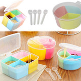 HENGHOME Transparent Colorful Lid Seasoning Box 1 Set Kitchen Tool Salt Condiment Storage Box Spice Jar Seasoning Can Sugar Bowl