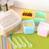 HENGHOME Transparent Colorful Lid Seasoning Box 1 Set Kitchen Tool Salt Condiment Storage Box Spice Jar Seasoning Can Sugar Bowl