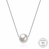 Hemiston 925 Sterling Silver Link Chain Shell Pearl Pendant Necklace for Women European Fine Jewelry Gift TFN101