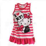 Hello Kitty Style Cartoon Pattern Summer Kids Dress Princess Girl Dress For Party Costume For Girls Dresses Children Clothing