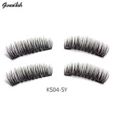 Genailish magnetic eyelashes 6D magnet lashes with double tiny magnets Natural False Eyelashes Handmade Eye Lashes Extension-24P
