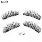 Genailish magnetic eyelashes 6D magnet lashes with double tiny magnets Natural False Eyelashes Handmade Eye Lashes Extension-24P