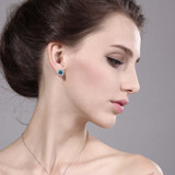 GemStoneKing 1.49 Ct Round Natural London Blue Topaz Women's Earrings Solid 925 Sterling Silver Stud Earrings with Jackets