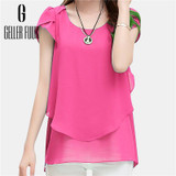 Geller Fuuk New 2017 Summer Women Blouse Loose Shirt O-Neck Chiffon Blouse Female Short Sleeve Blouse Plus Size 5XL Shirts #G305 Geller Fuuk New 2017 Summer Women Blouse Loose Shirt O-Neck Chiffon Blouse Female Short Sleeve Blouse Plus Size 5XL Shirts #G305