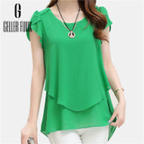 Geller Fuuk New 2017 Summer Women Blouse Loose Shirt O-Neck Chiffon Blouse Female Short Sleeve Blouse Plus Size 5XL Shirts #G305 Geller Fuuk New 2017 Summer Women Blouse Loose Shirt O-Neck Chiffon Blouse Female Short Sleeve Blouse Plus Size 5XL Shirts #G305