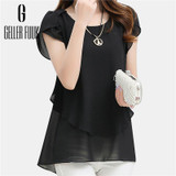 Geller Fuuk New 2017 Summer Women Blouse Loose Shirt O-Neck Chiffon Blouse Female Short Sleeve Blouse Plus Size 5XL Shirts #G305 Geller Fuuk New 2017 Summer Women Blouse Loose Shirt O-Neck Chiffon Blouse Female Short Sleeve Blouse Plus Size 5XL Shirts #G305