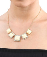 Gem Stone Diamante Necklace - Gold